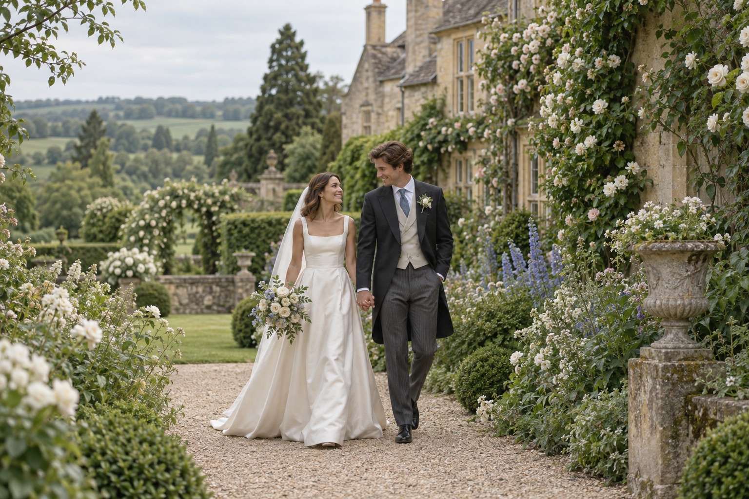 Charlotte & James in the garden